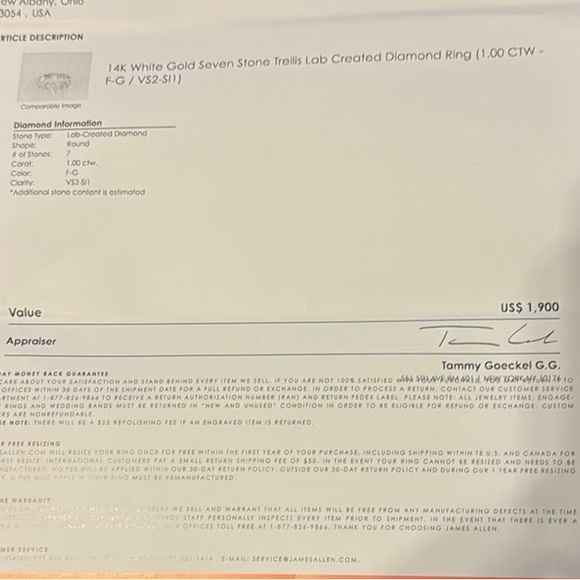 James Allen White Gold 1.00 CTW Lab Diamond Ring - Picture 5 of 7